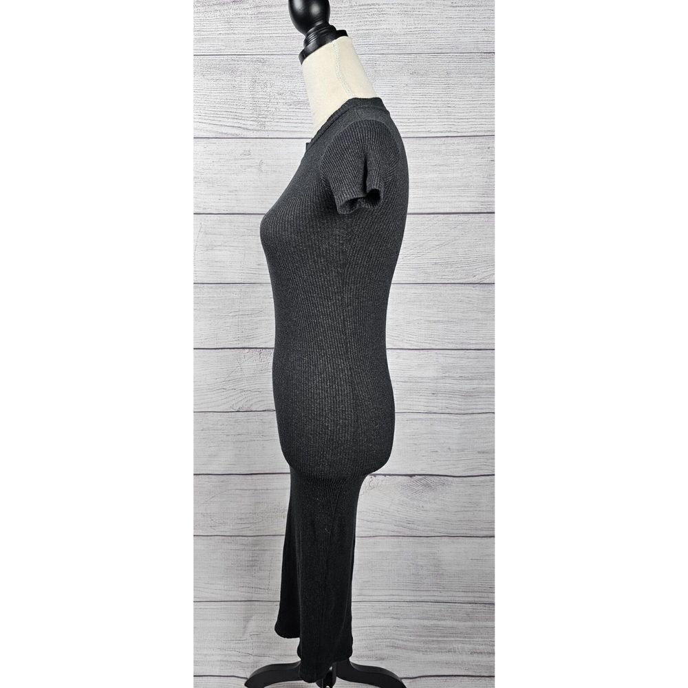 Zara Trafuluc Ribbed Short Sleeve Bodycon Midi Dress Grey Size Small - Picture 3 of 7